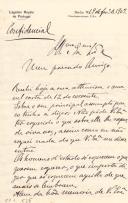 Minuta de carta de Vicente Pinheiro Lobo Machado de Melo e Almada 