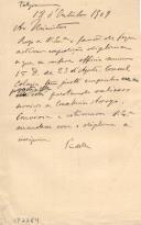 Minuta de telegrama de Vicente Pinheiro Lobo Machado de Melo e Almada para Ministro