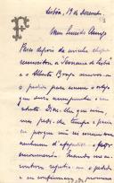 Minuta de carta de Vicente Pinheiro Lobo Machado de Melo e Almada