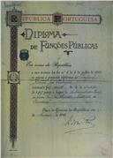 Diploma de Funções Públicas … ao Bacharel Daniel José Rodrigues…para o lugar de Administrador Geral da Caixa Geral de Depósitos e Instituições de Presidência