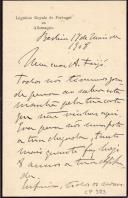 Minuta de carta de Vicente Pinheiro Lobo Machado de Melo e Almada