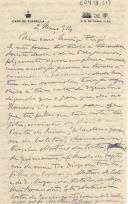 Minuta de carta de Vicente Pinheiro Lobo Machado de Melo e Almada