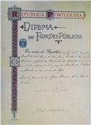Diploma de Funções Públicas…ao Bacharel Daniel José Rodrigues delegado do Procurador da República na 5ª vara de Lisboa