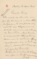 Minuta de carta de Vicente Pinheiro Lobo Machado de Melo e Almada