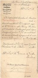 Ordem de pagamento do Ministério da Fazenda da renda da casa da Legação 1º quartel de 1910-1911