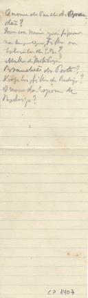 Apontamento manuscrito de Vicente Pinheiro Lobo Machado de Melo e Almada