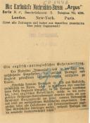 Max Karfunkel´s Nachrichten-Bureau Argus