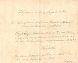Minuta de telegrama de Vicente Pinheiro Lobo Machado de Melo e Almada