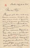 Minuta de carta de Vicente Pinheiro Lobo Machado de Melo e Almada