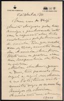 Minuta de carta de Vicente Pinheiro Lobo Machado de Melo e Almada